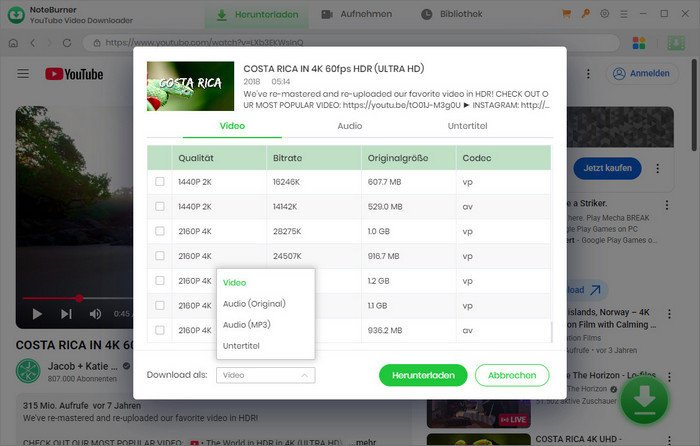 YouTube Videos mit NoteBurner kostenlos downloaden