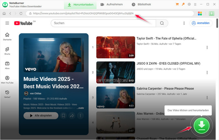 YouTube Playlist zu NoteBurner hinzufügen