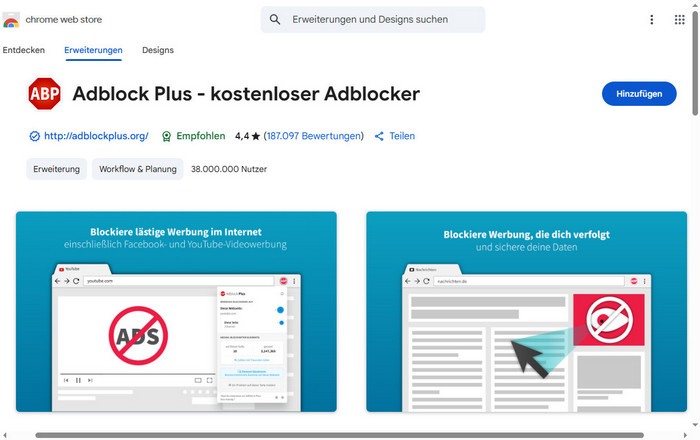 Kostenloser Adblocker für YouTube