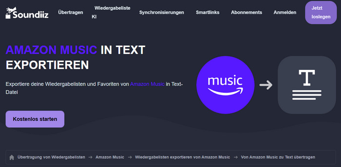 Amazon Music Playlist exportieren mit Soundiiz