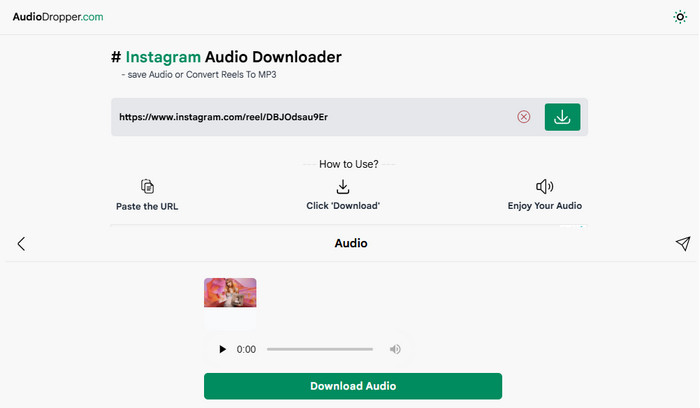 AudioDropper Online Instagram Audio Downloader