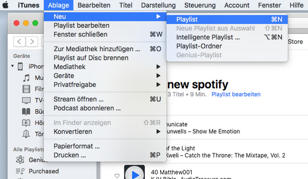 Neue Playlist in iTunes erstellen