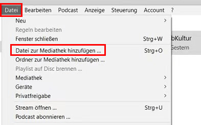 Audile Datei zu iTunes hinzufügen