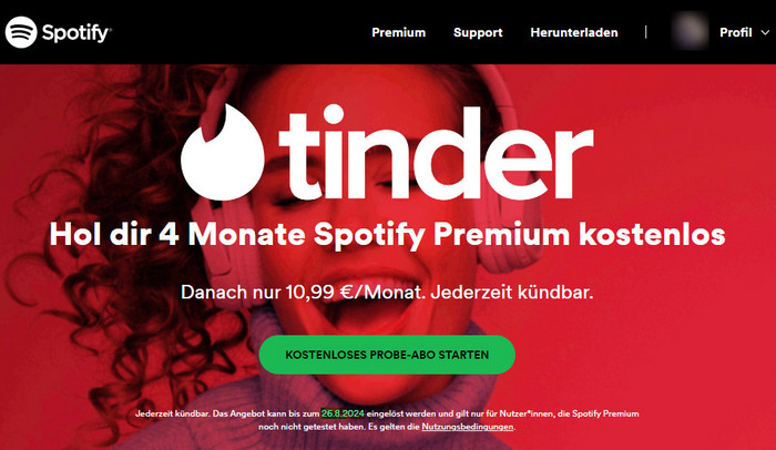Spotify Premium über Tinder bekommen