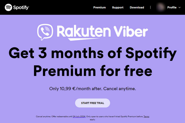 Spotify Premium über Rakuten Viber holen