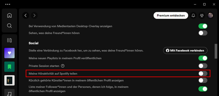 Spotify Höraktivitäten ausblenden