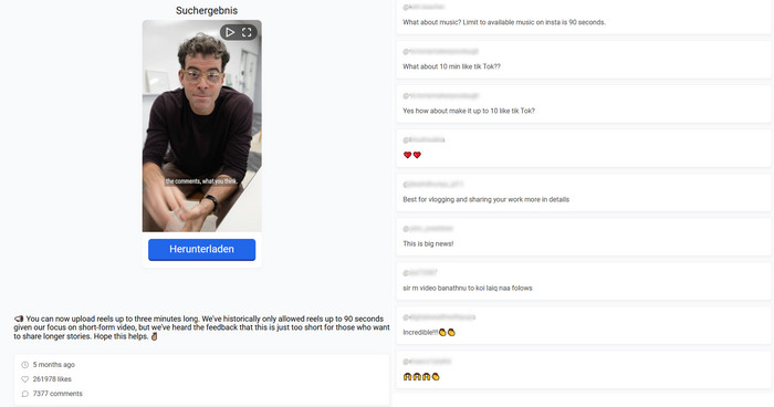 Instagram Reels mit iGram downloaden