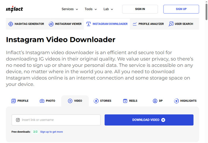 Inflact Instagram Video Downloader