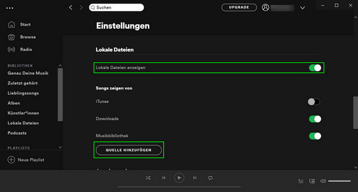 lokale Dateien hinzufügen