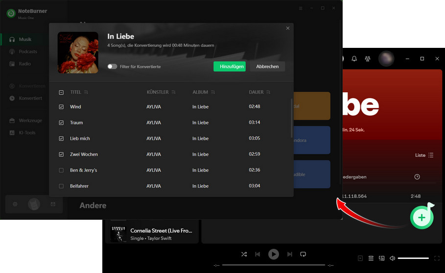 Spotify Musik hinzufügen