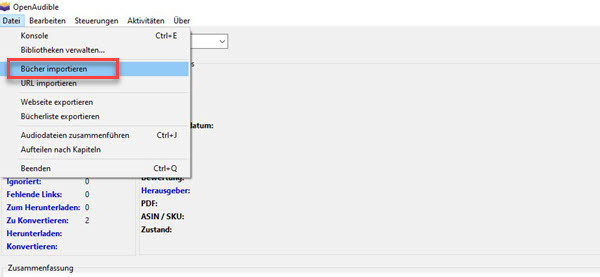 AAX Datei in OpenAudible importieren