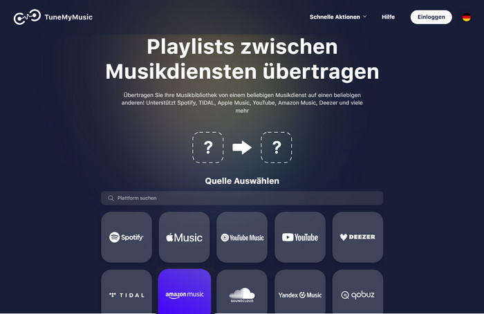 Playlists zwischen Musikdiensten übertragen mit TuneMyMusic