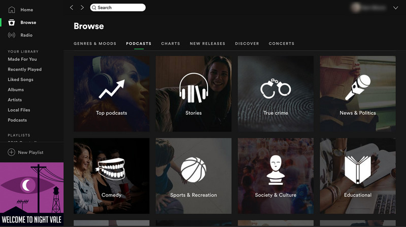 Spotify Startseite