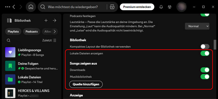 Spotify lokale Datei auf dem PC Mac