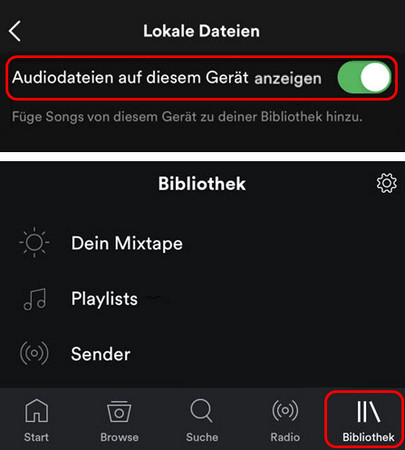 Spotify lokale Datei auf dem iPhone Android