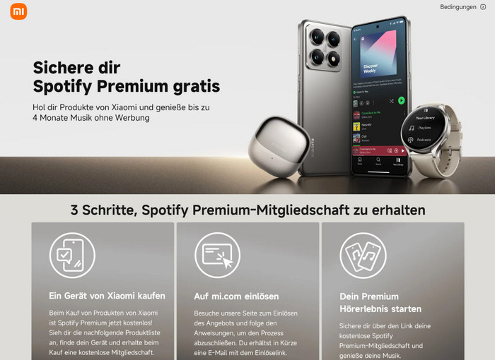 Spotify Premium kostenlos mit Xiaomi-Geräten bekommen