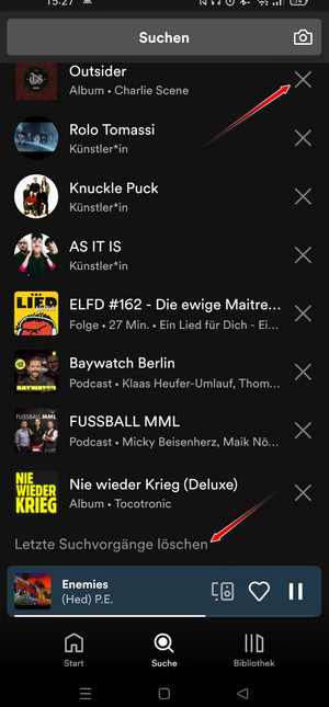 Spotify Suchverlauf löschen auf dem Mobilgerät