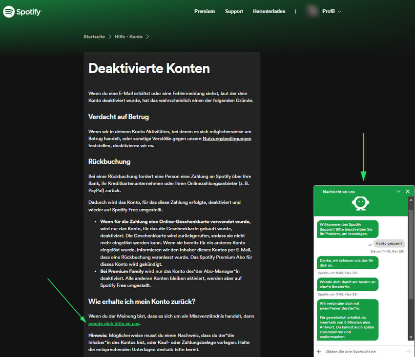 Spotify-Support kontaktieren