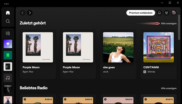 Spotify Hörverlauf anzeigen