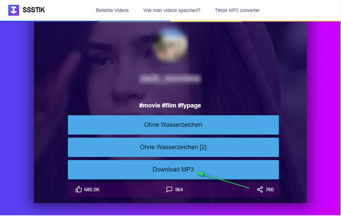 TikTok-Songs mit SSSTik als MP3 herunterladen