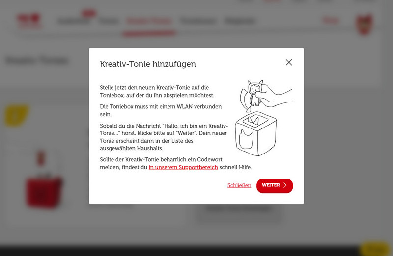 Kreativ-Tonie auf die Toniebox stellen