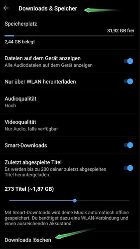 YouTube Music Downloads löschen