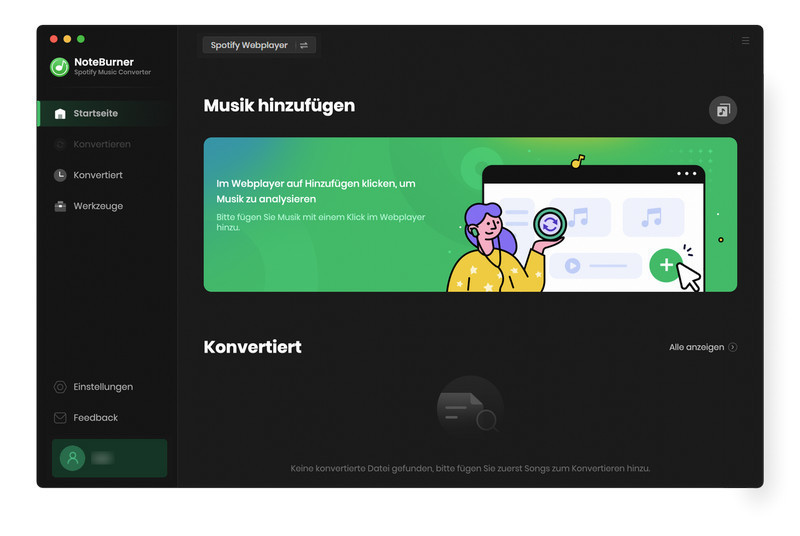 Hauptbildschirm von Spotify Music Converter für Mac