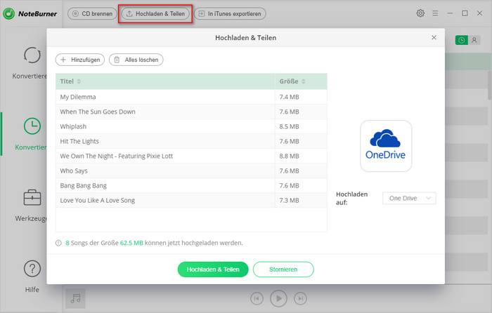 Spotify Music hochladen und teilen