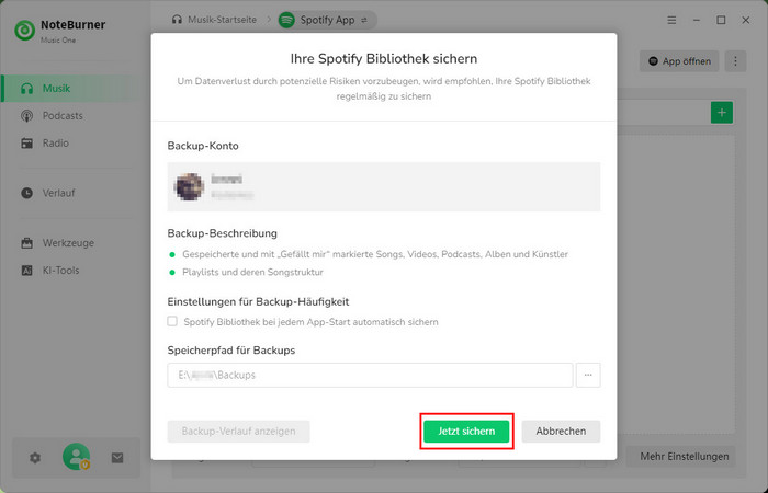 Spotify Bibliothek jetzt sichern