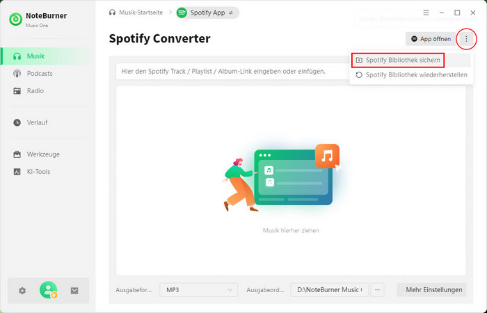 Spotify Bibliothek sichern