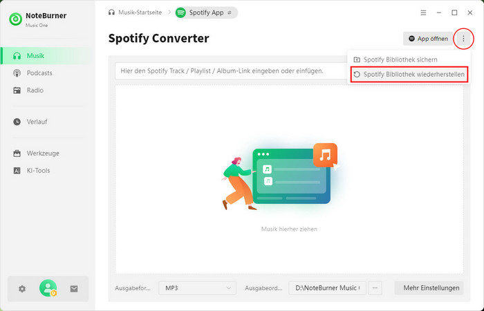 Spotify Bibliothek wiederherstellen