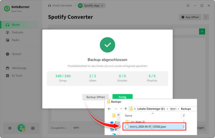 Spotify-Musikbibliothek-Backup anzeigen